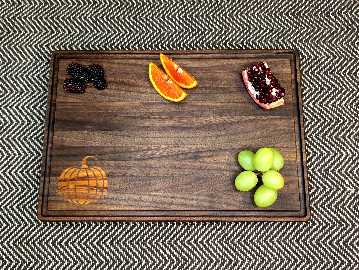 Autumn Project - Walnut Edge-Grain with Pumpkin Inlay (Happy Accident Discount)